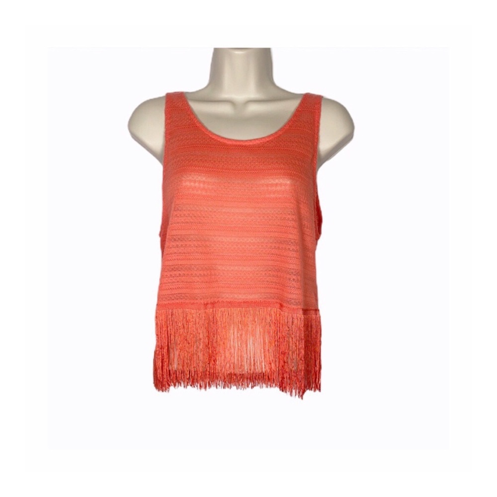 H&M Divided Orange Knit Fringe Crop Top